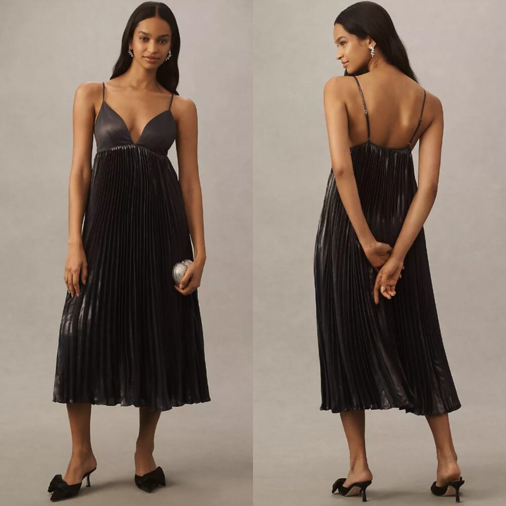New BHLDN Alessia Sleeveless Pleated Crepe Midi Dress - Small